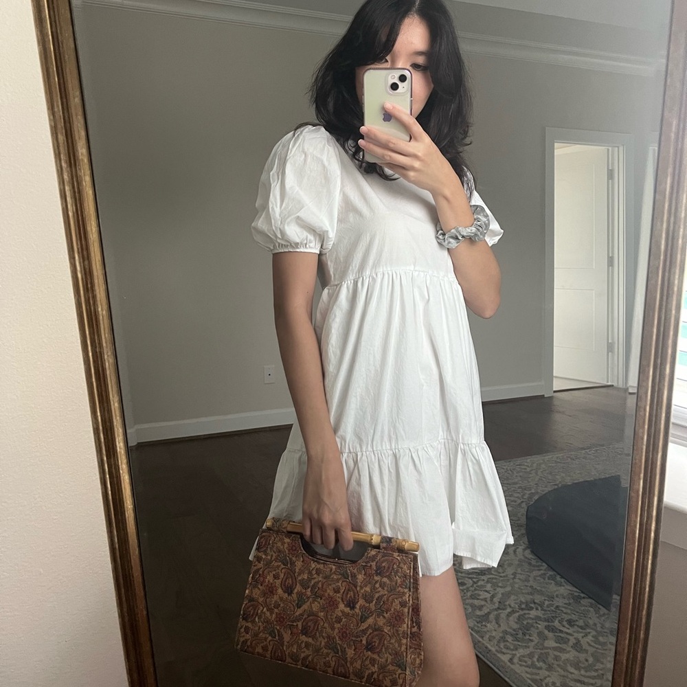 White Puff Sleeve Dress